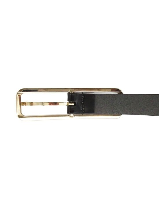 Gucci Belt Square Logo Buckle Patent Leather Narrow Black 80.32